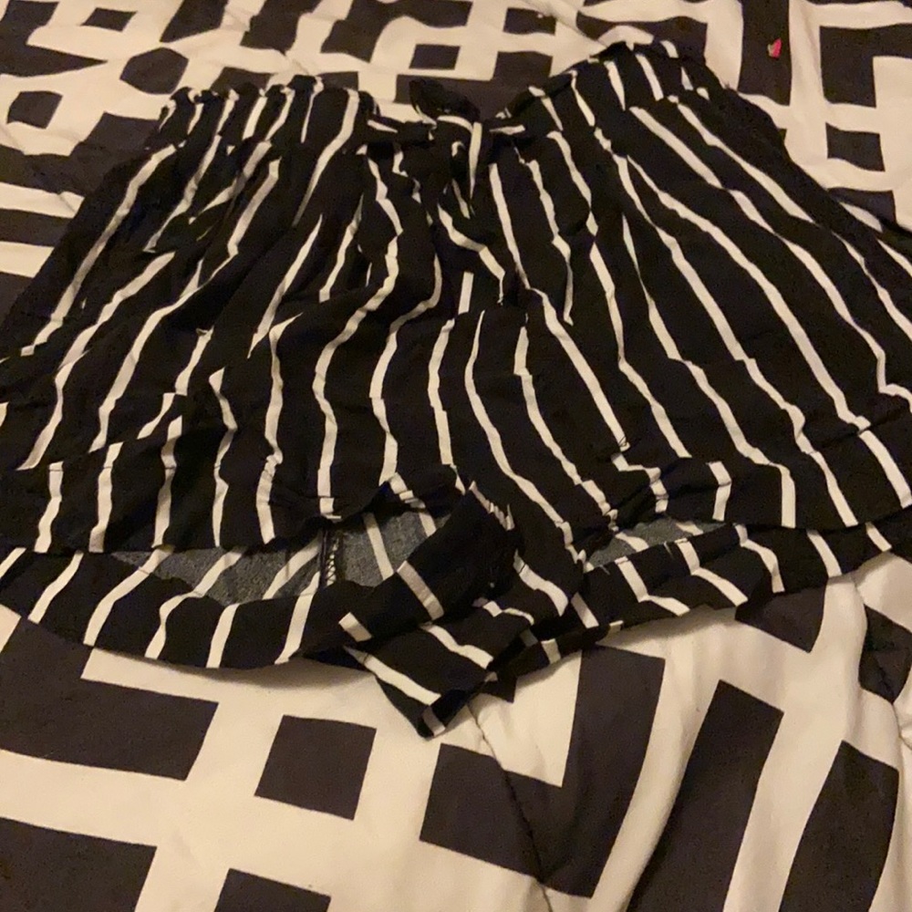 Black and White Striped Shorts